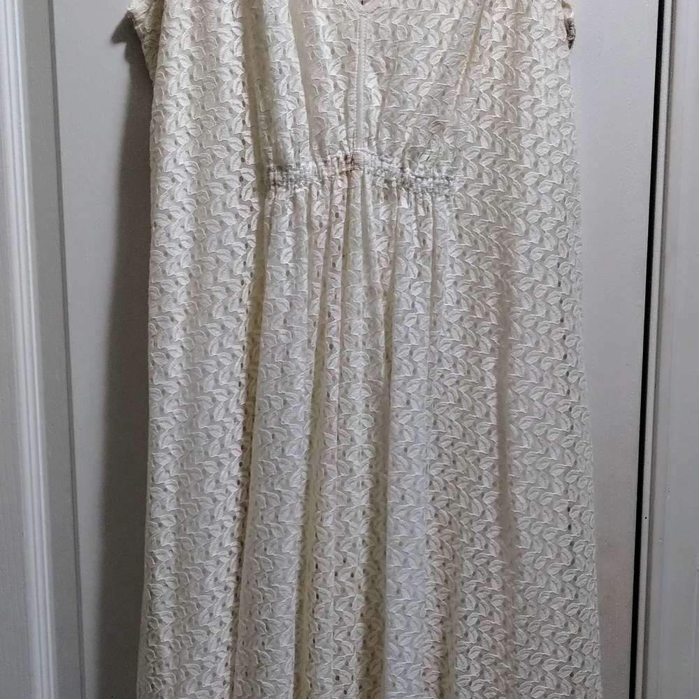 MSSP Max Studio Vintage Women's Cream Crochet Sleeveless Dress Size Large
